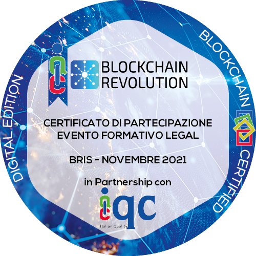 Certificato di partecipazione Evento Formativo Legal - BRIS Novembre 2021